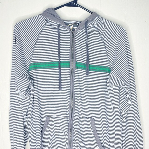 Kirra Women's Jacket Gray, White, Green Striped Hoodie Zip Up Size Small - Picture 3 of 4